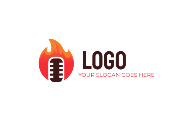 entertainment logo image flaming microphone - logodesign.net