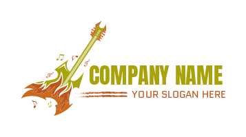 entertainment logo flaming guitar with notes