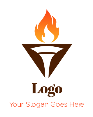 insurance logo maker flaming torch in triangle - logodesign.net