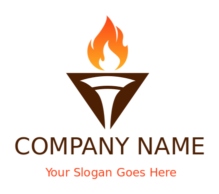 insurance logo maker flaming torch in triangle - logodesign.net