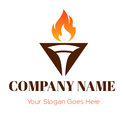 insurance logo maker flaming torch in triangle - logodesign.net