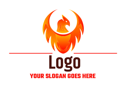 games logo phoenix head with flaming wings