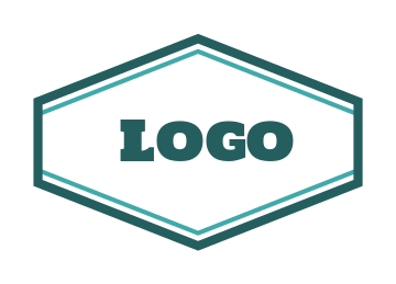 text logo image in flat hexagon