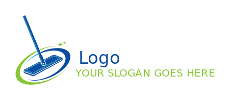 cleaning logo maker flat mop with swoosh PNG