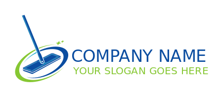 cleaning logo maker flat mop with swoosh PNG
