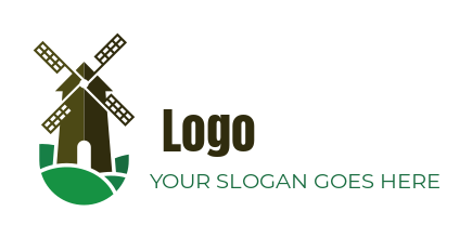 farm logo icon windmill in fields