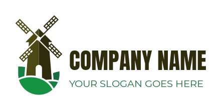 farm logo icon windmill in fields