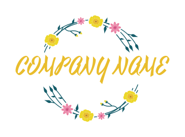 floral wreaths with bright flowers logo idea