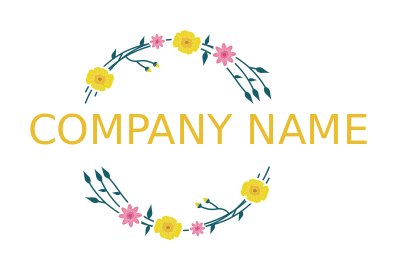 beauty logo floral wreaths with bright flowers