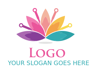 spa logo template colorful flowers and needles