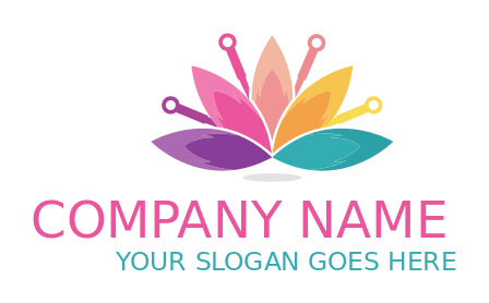 spa logo template colorful flowers and needles