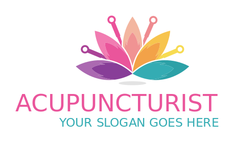 spa logo template colorful flowers and needles