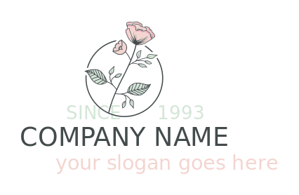 beauty logo online flowers on stem in circle