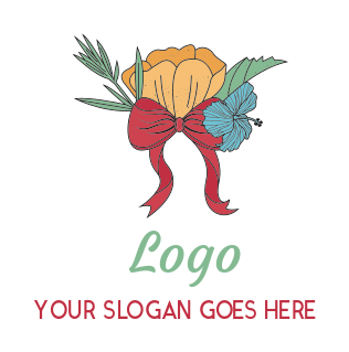 florist logo flowers with ribbon