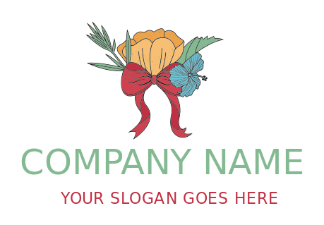 florist logo flowers with ribbon