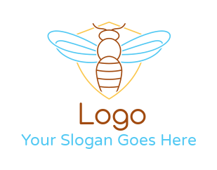 bee farm logo icon flying bee inside shield