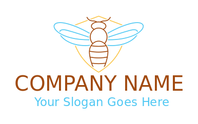 bee farm logo icon flying bee inside shield