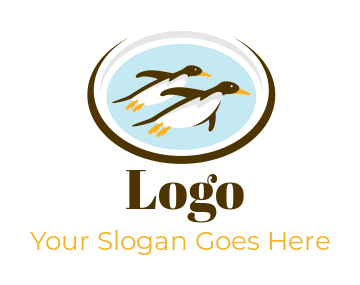 animal logo maker flying penguins in circle