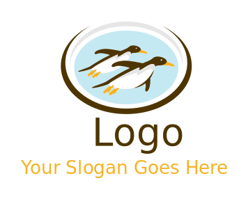 animal logo maker flying penguins in circle