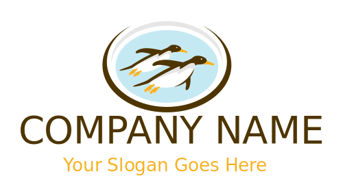 animal logo maker flying penguins in circle