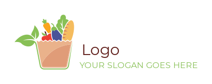 grocery store logo food items in brown paper bag