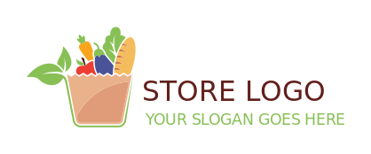 grocery store logo food items in brown paper bag