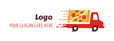 food logo truck merged with slices of pizza
