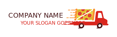 food logo truck merged with slices of pizza