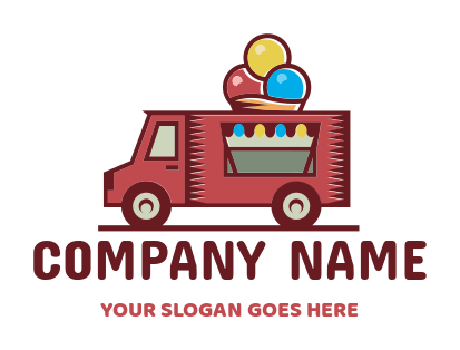 food truck with ice creams on top logo sample