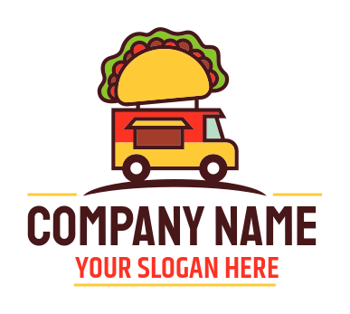 food logo maker truck with taco on top