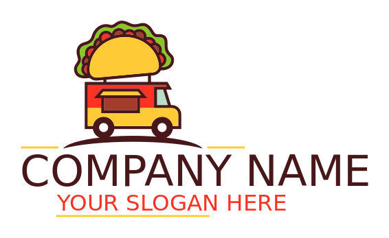 food logo maker truck with taco on top