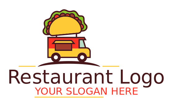 food logo maker truck with taco on top