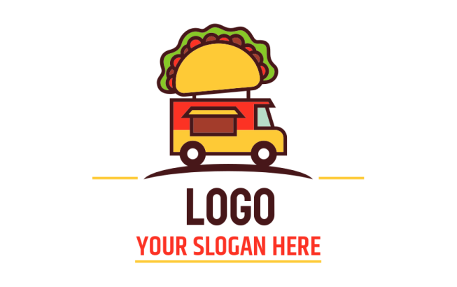 food truck with taco on top logo sample