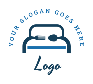 Bed and Breakfast logo vector fork spoon in bed