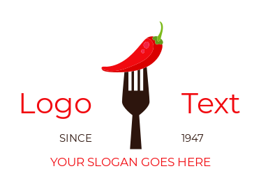 make a restaurant logo fork piercing red chili
