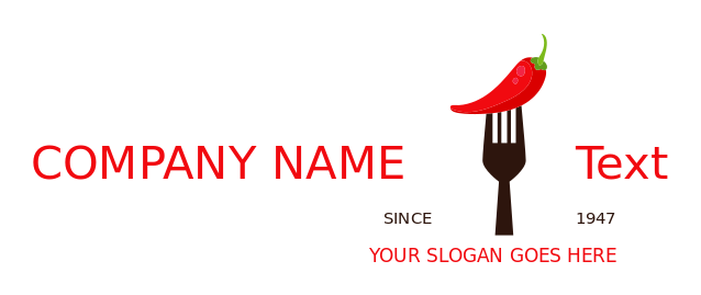 make a restaurant logo fork piercing red chili