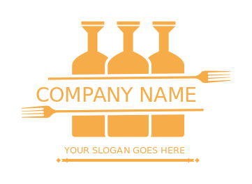 restaurant logo forks across wine bottles