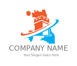 fort with swoosh in Chicago map