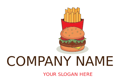 restaurant logo image fries with burger in front