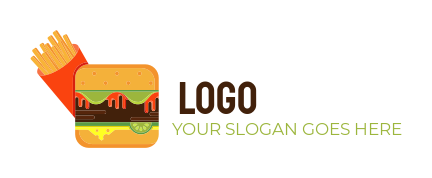 restaurant logo fries with square hamburger