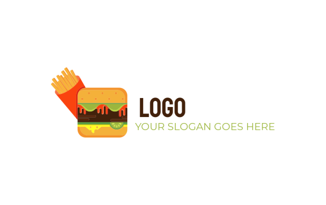restaurant logo fries with square hamburger