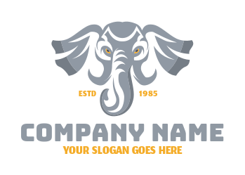 front face of elephant illustration logo maker