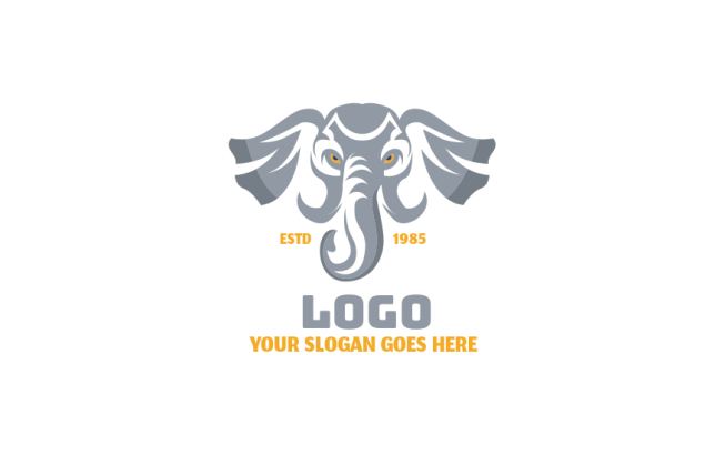 front face of elephant illustration logo maker