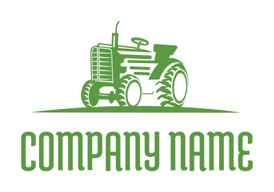 logo front view grill of Agriculture farming tractor with wheels 