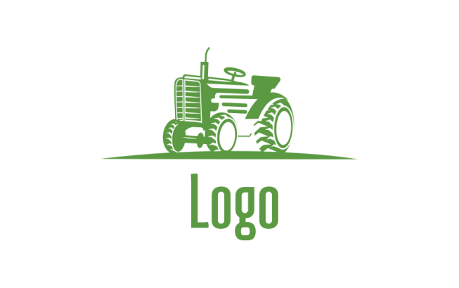 logo front view grill of Agriculture farming tractor with wheels 
