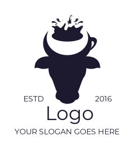 dairy shop logo cow face with splashing milk