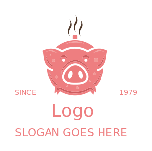 restaurant logo pig forming steaming pot