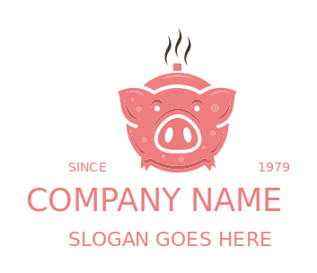 restaurant logo pig forming steaming pot