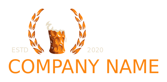 restaurant logo frothing beer glass in wreath