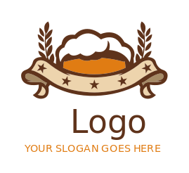 brewery logo frothy beer in ribbon banner